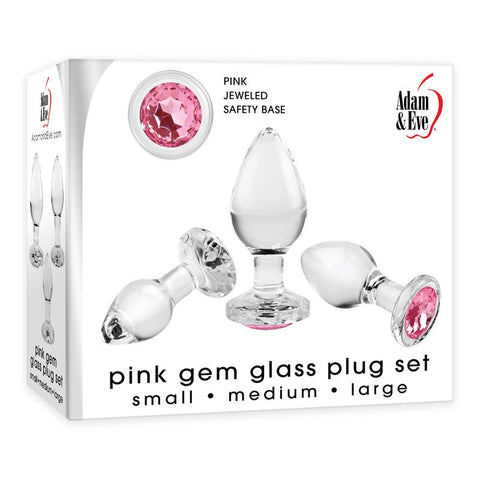 Adam & Eve Heart Gem Glass Plug Set - Butt Plugs