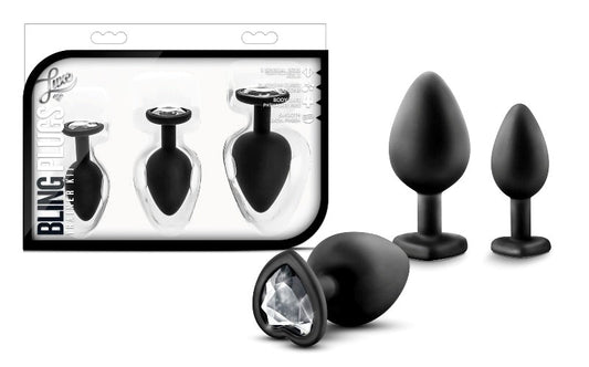 Luxe Bling Plugs Training Kit with White Gems - Butt Plugs
