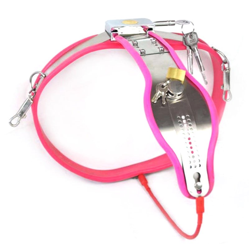 Medium Curve-T Premium Female Chastity Belt with Locking Cover - - Cock Rings