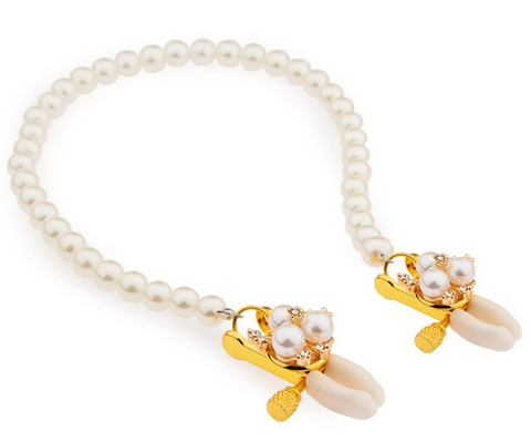 Naughty Nasty Nipple Clamps with Pearl - Breast and Nipple Toys