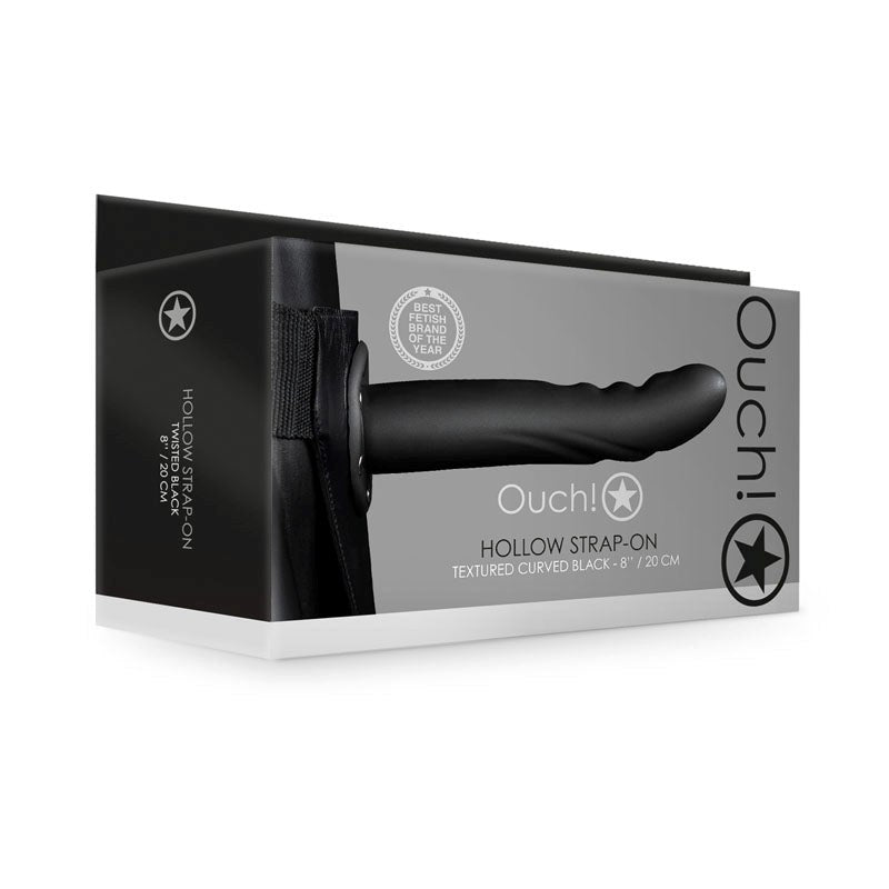 OUCH! Textured Curved Hollow Strap-on - 20cm - Strap On Sextoys