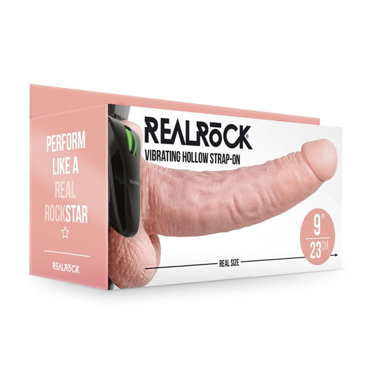 REALROCK Vibrating Hollow Strap-on + Balls - 23 cm - Realistic Dildos