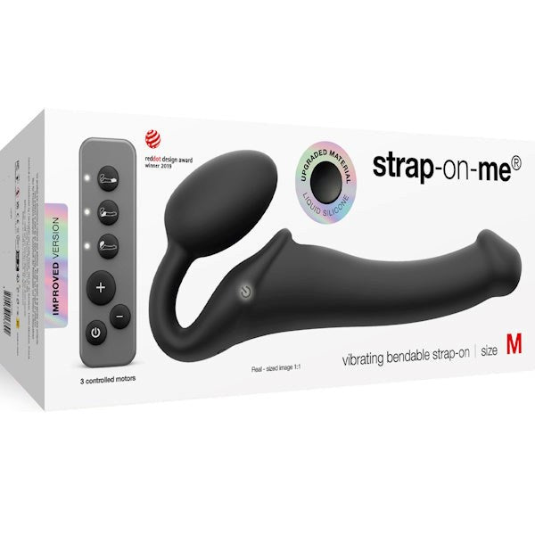 Strap-On-Me 3 Motors Vibrating Bendable Strap-On - Size M - - Strap On Sextoys