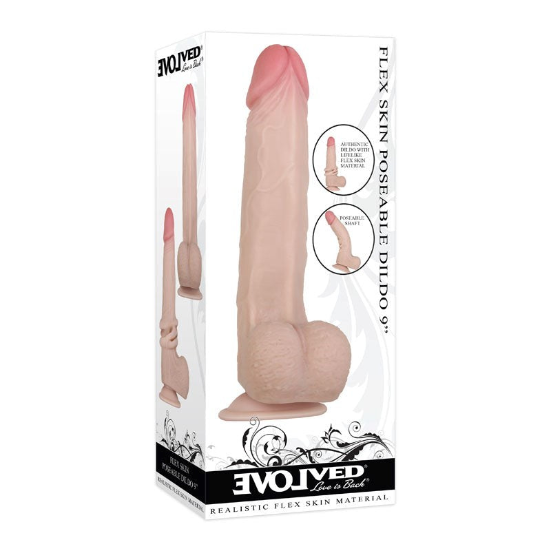 Evolved Flex Skin Poseable Dildo 9 Inch - - Realistic Dildos