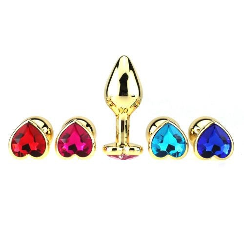 Heart Jeweled Stainless Steel Butt Plug Medium - - Butt Plugs