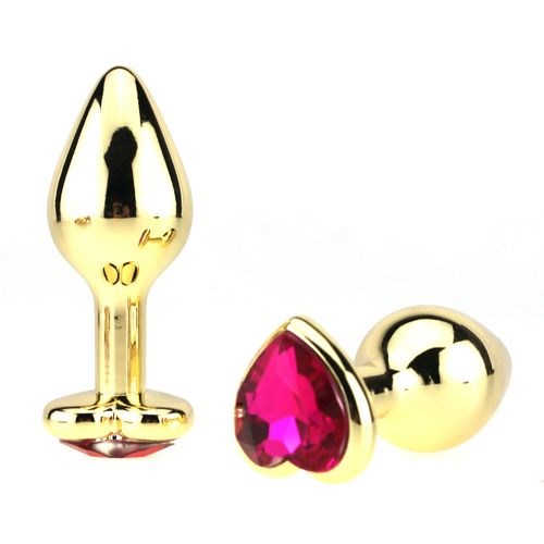 Heart Jeweled Stainless Steel Butt Plug Medium - - Butt Plugs