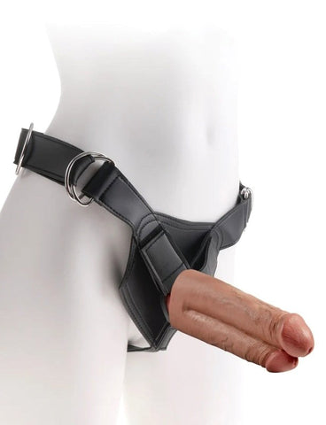 King Cock Strap-On Harness with 7 in. Two Cocks One Hole - Strap On Sextoys