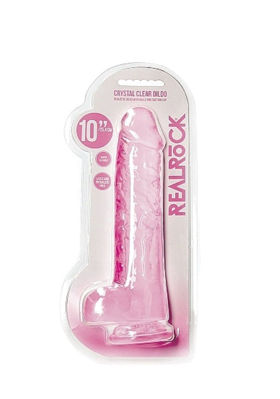 Realistic Dildo With Balls 10 - 25.4 cm - - Anal Beads and Balls