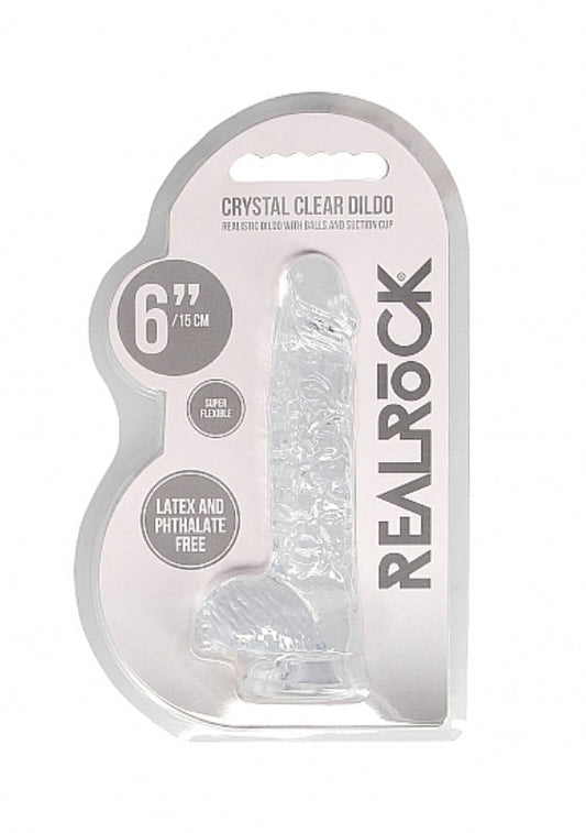 Realrock Crystal Clear Dildo with Balls 6 inch - Non-Realistic Dildos