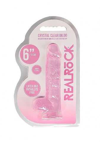 Realrock Crystal Clear Dildo with Balls 6 inch - Non-Realistic Dildos