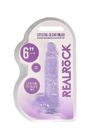 Realrock Crystal Clear Dildo with Balls 6 inch - Non-Realistic Dildos