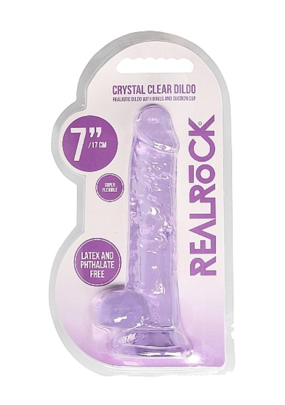 Realrock Crystal Clear Dildo with Balls 7 inch - Realistic Dildos