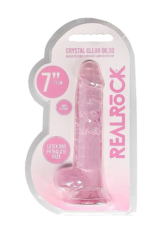 Realrock Crystal Clear Dildo with Balls 7 inch - Realistic Dildos