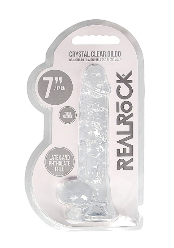 Realrock Crystal Clear Dildo with Balls 7 inch - Realistic Dildos