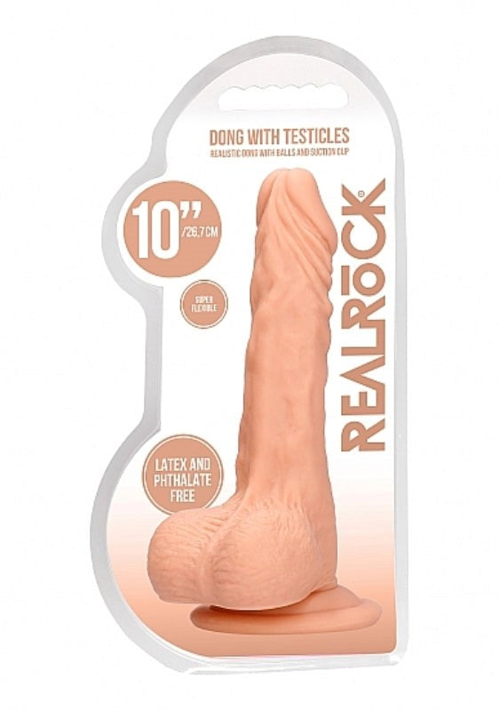 Realrock Skin Dong with Testicles 10 inch - Realistic Dildos