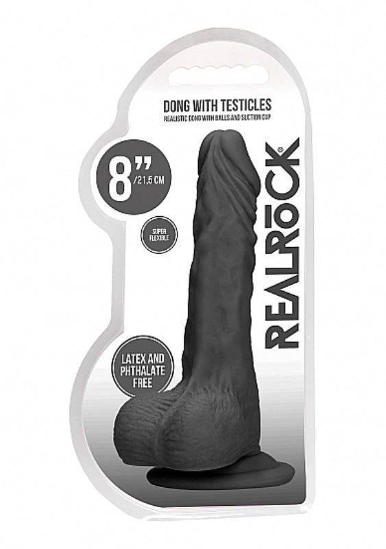 Realrock Skin Dong with Testicles 8 inch - Realistic Dildos