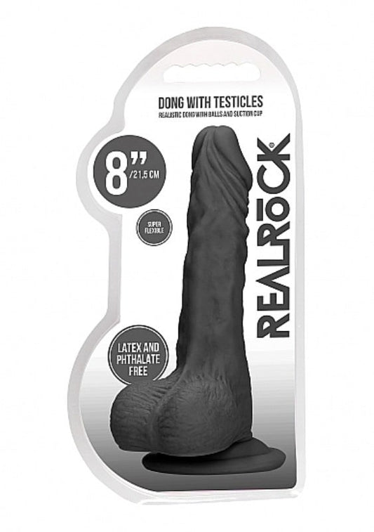 Realrock Skin Dong with Testicles 8 inch - Realistic Dildos