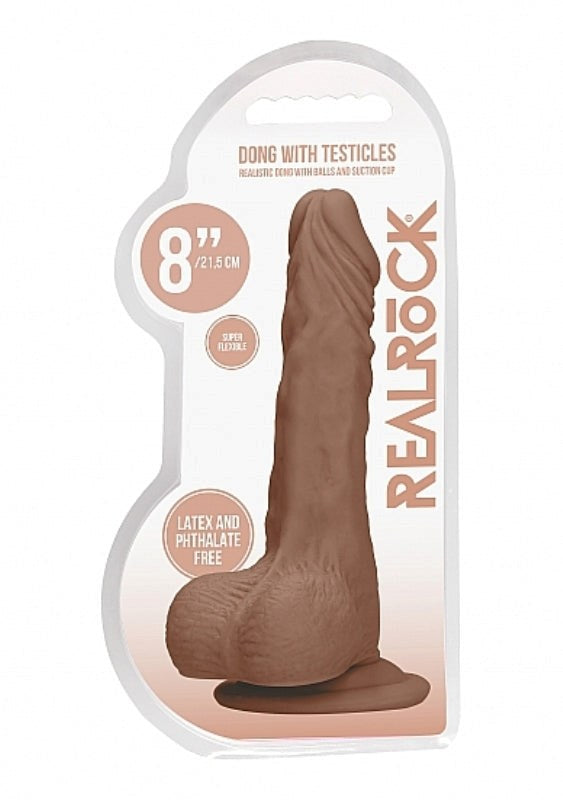 Realrock Skin Dong with Testicles 8 inch - Realistic Dildos