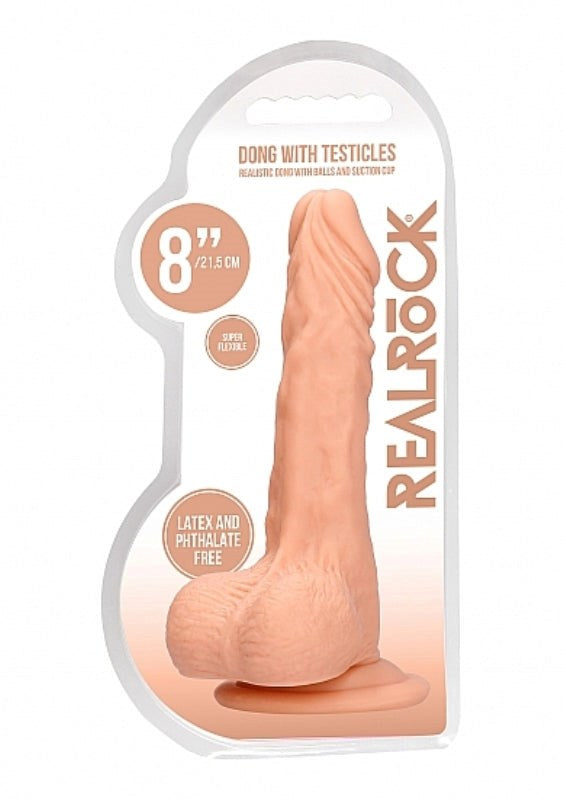 Realrock Skin Dong with Testicles 8 inch - Realistic Dildos