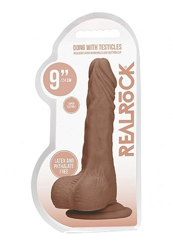 Realrock Skin Dong with Testicles 9 inch - Realistic Dildos