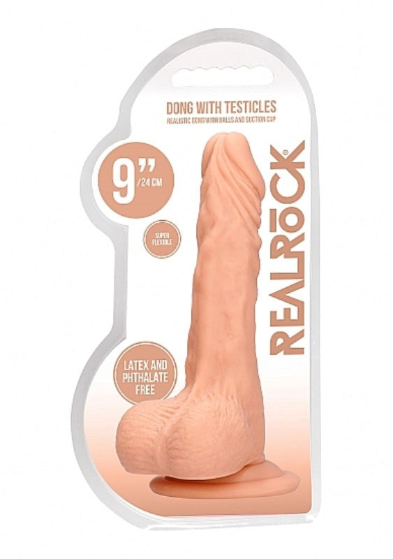 Realrock Skin Dong with Testicles 9 inch - Realistic Dildos