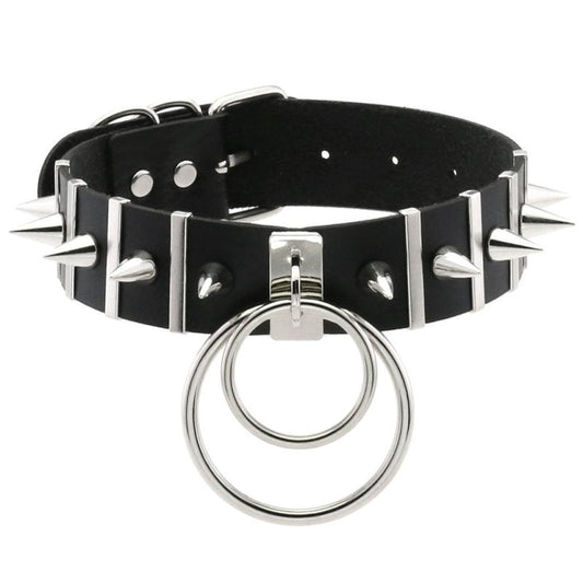 BDSM Spiked Collar PVC With Pendant - Masks And Blindfolds