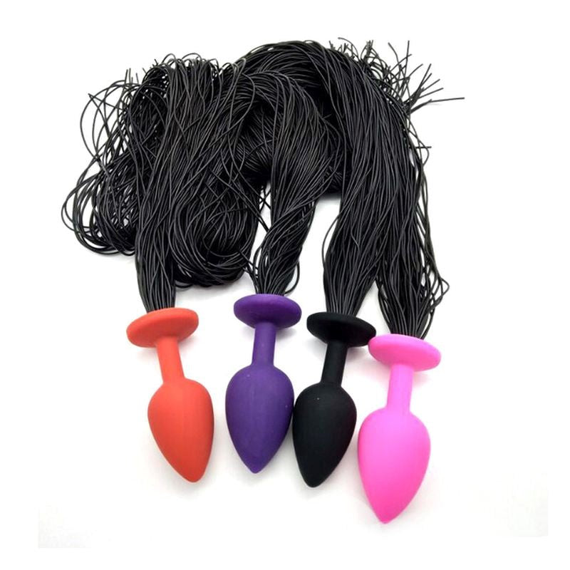 Faux Horsetail Silicone Anal Plug Small - - Butt Plugs