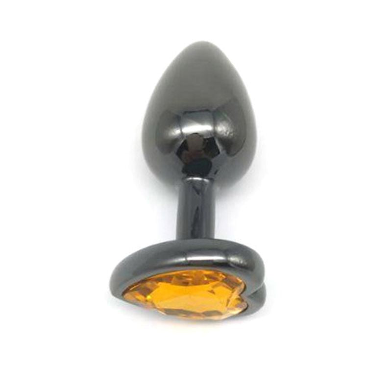 Heart Jeweled Black Stainless Steel Butt Plug Small - - Butt Plugs