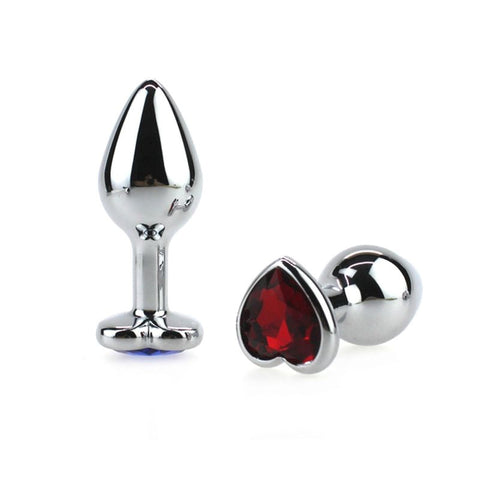 Heart Jeweled Large Stainless Steel Butt Plug - Rabbit Vibrators
