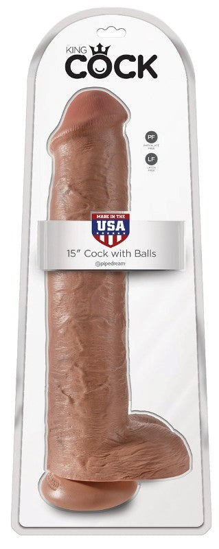 King Cock 15 Inch Realistic Dong with Balls - Rabbit Vibrators
