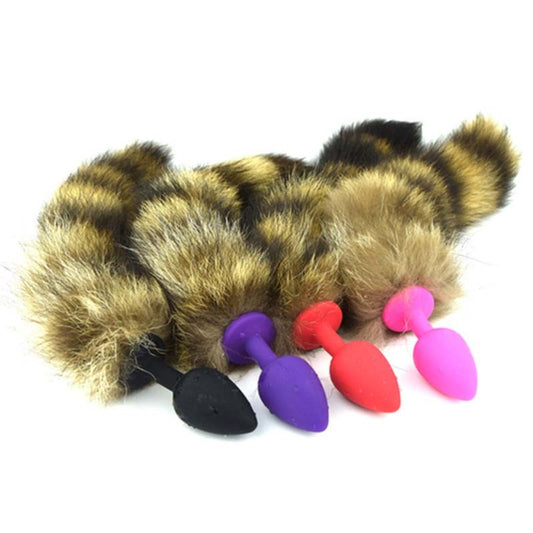 Silicone Butt Plug With Fox Tail Large - Strap On Sextoys