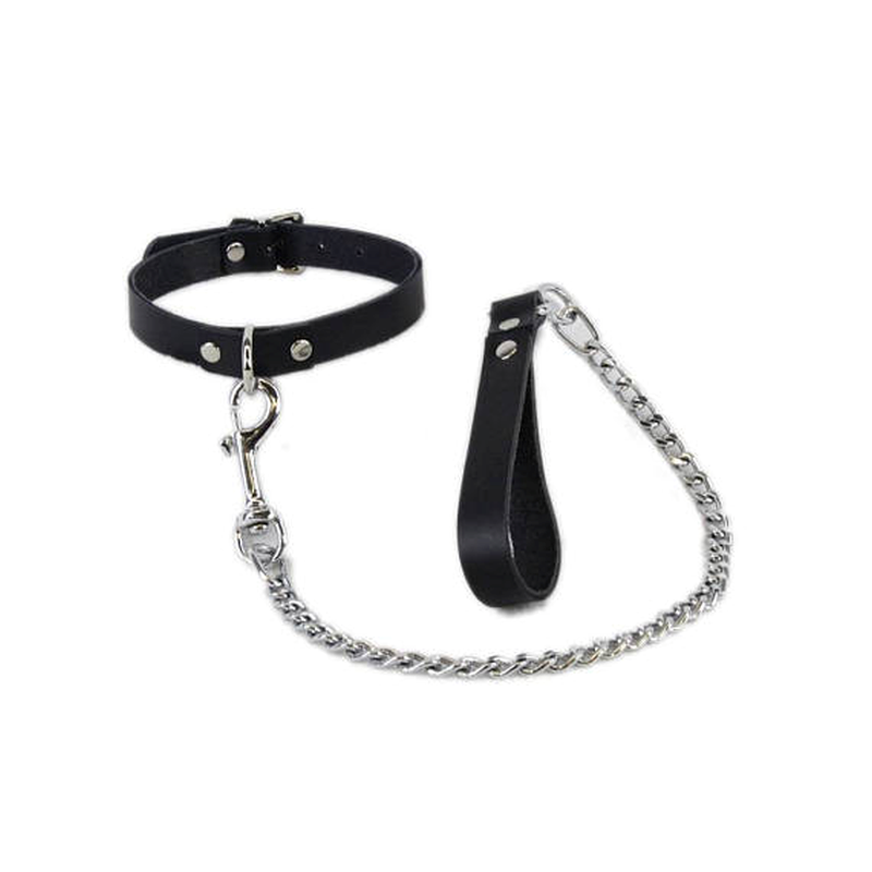 Slave Bondage Collar with Lead - - Collars And Cuffs
