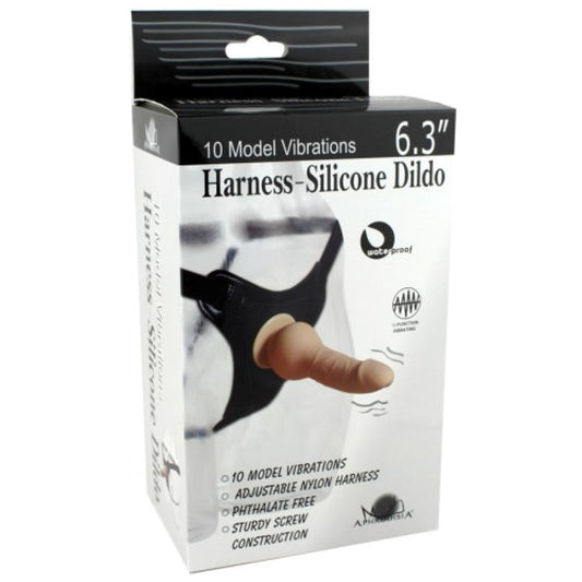 Aphrodisia Vibrating Harness & 6.3 Silicone Dildo - Steel Sex Toys