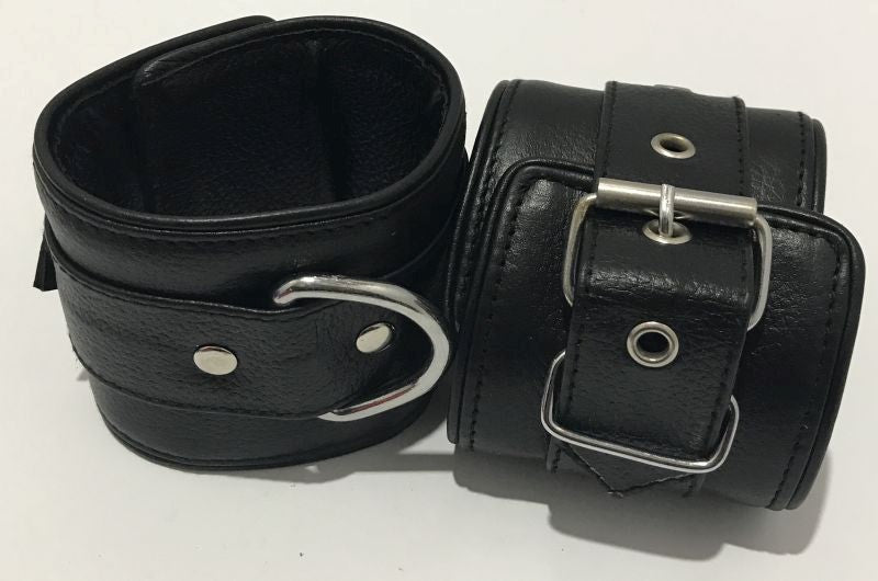 Bullish Leather BDSM Cuffs - Jelly Vibrators