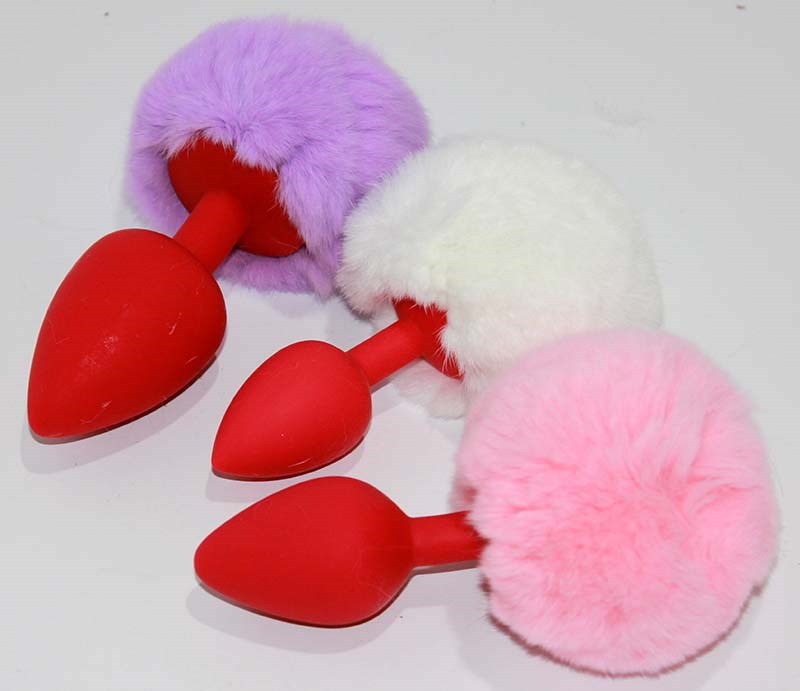 Bunny Faux Tail Silicone Anal Plug Large - - Steel Sex Toys