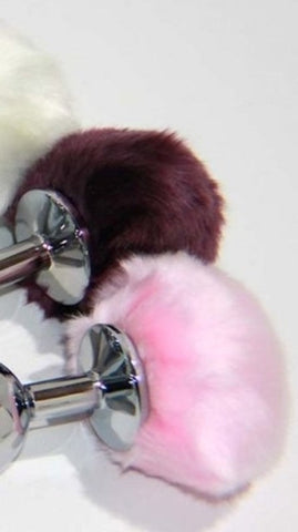 Bunny Faux Tail Silver Smooth Butt Plug Small - Steel Sex Toys