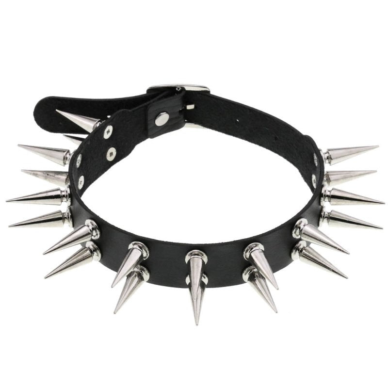 Double Row Spiked Rivet Collar Heavy - - Collars And Cuffs