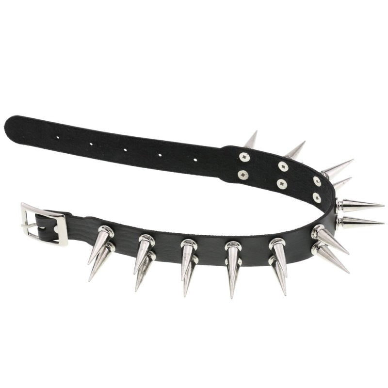 Double Row Spiked Rivet Collar Heavy - - Collars And Cuffs