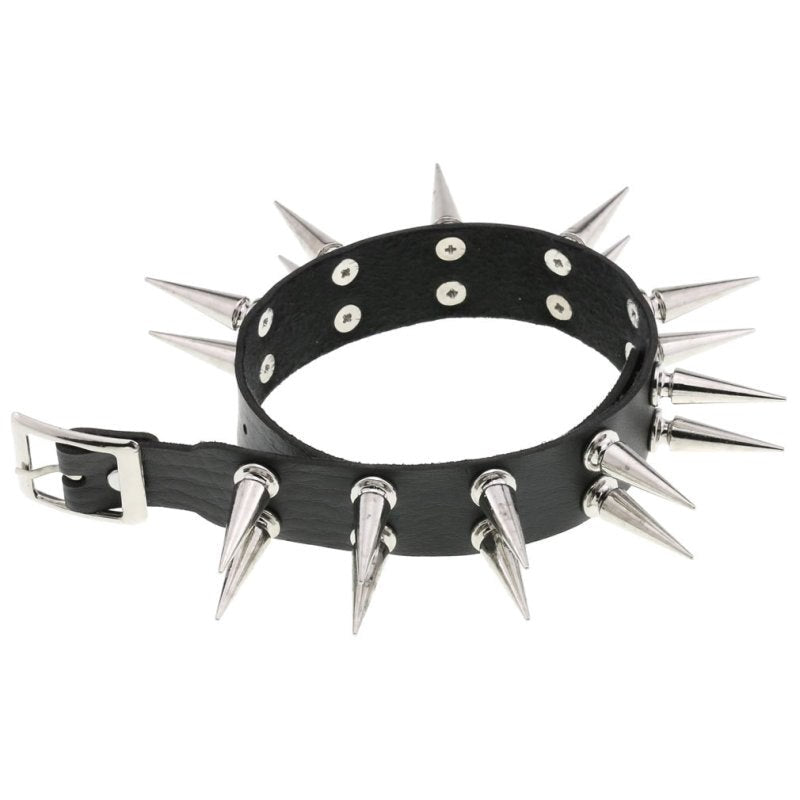 Double Row Spiked Rivet Collar Heavy - - Collars And Cuffs