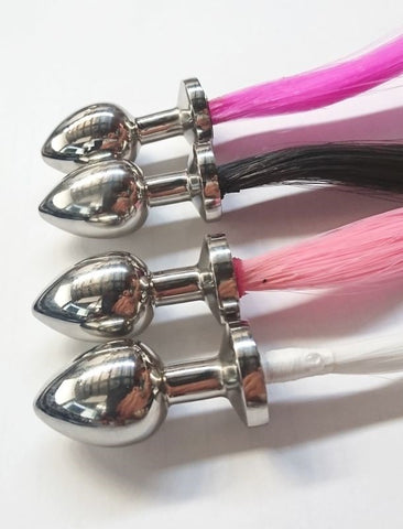 Faux Horse Tail Large Steel Butt Plug - Steel Sex Toys