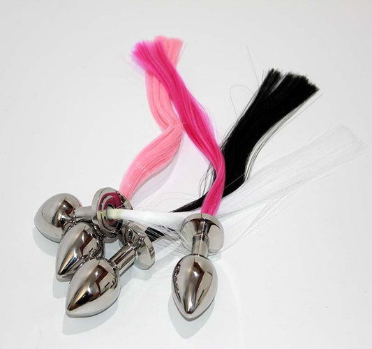 Faux Horse Tail Metal Butt Plug Small - Butt Plugs