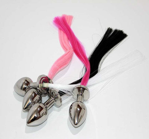 Faux Horse Tail Metal Butt Plug Small - Butt Plugs