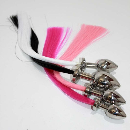 Faux Horse Tail Steel Butt Plug Medium - Steel Sex Toys