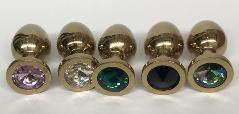 Golden Gemmed Medium Butt Plug - Steel Sex Toys