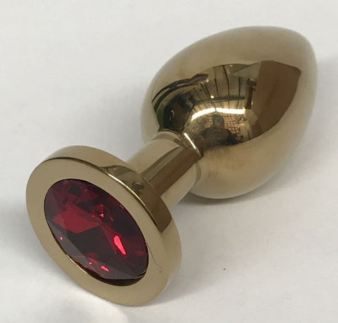 Golden Gemmed Medium Butt Plug - Steel Sex Toys