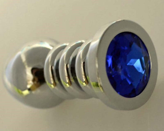 Hell's Couture Ribbler Metal Jeweled Anal Plug Large - Steel Sex Toys