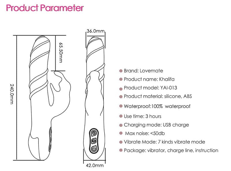 LoveMate Khalifa Rotating Rabbit Vibe - - Butt Plugs