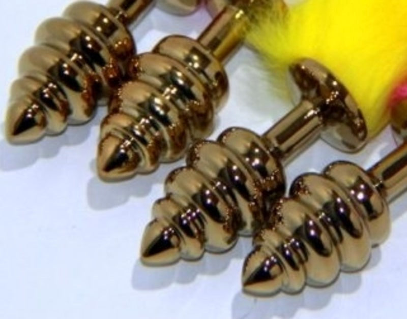 Neon Rabbit Tail Butt Plug Gold Small - - Butt Plugs