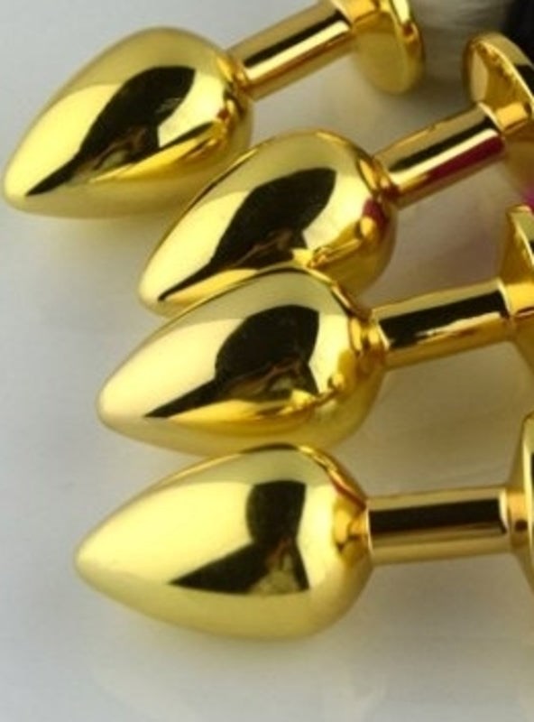 Rabbit Faux Tail Butt Plug Gold Large - - Steel Sex Toys