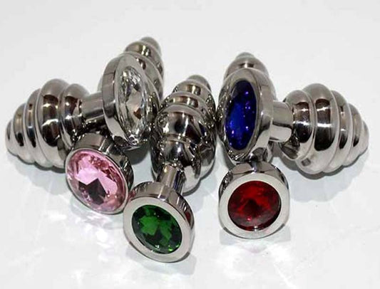 Ribbed Jewelled Butt Plug Small - Fancy Dress Ups